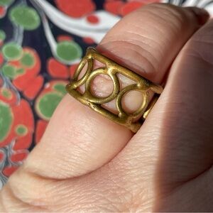 Vintage brass Brutalist style ring w/ open circle design pinkie ring sz 5